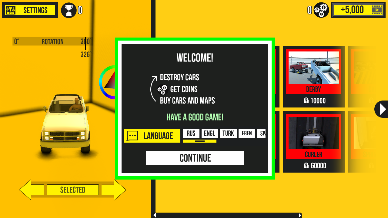 Hands-on capture of Car Crash Test (Main menu or character select)