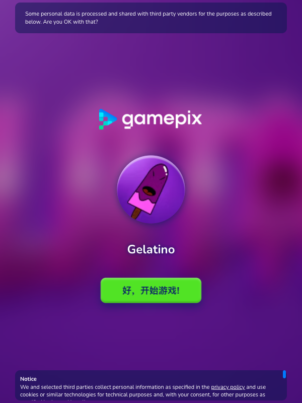 Hands-on capture of Gelatino (Title / loading screen)