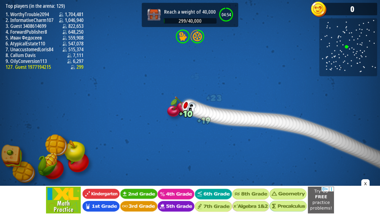 Hands-on capture of Worms Zone: Free Online Multiplayer Snake .io Game (In-game moment captured during our playtest)